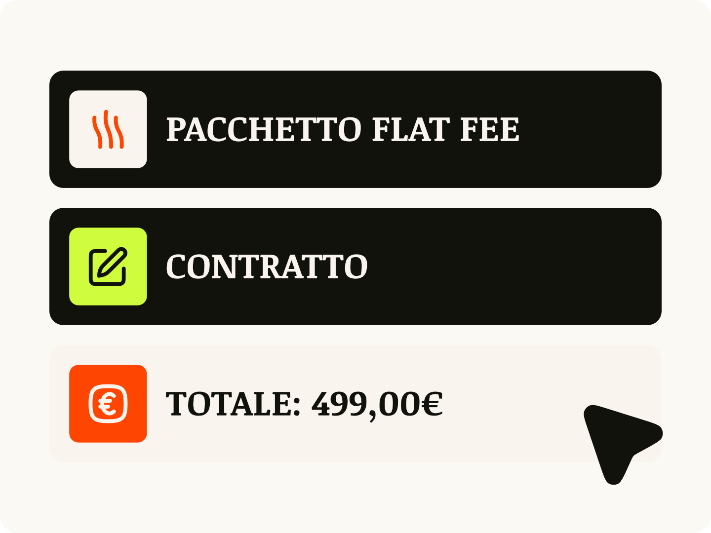 Pacchetto Flat Fee. Contratto. Totale 499€